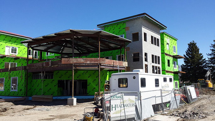 Homestead 4 steel canopy and masonry under construction