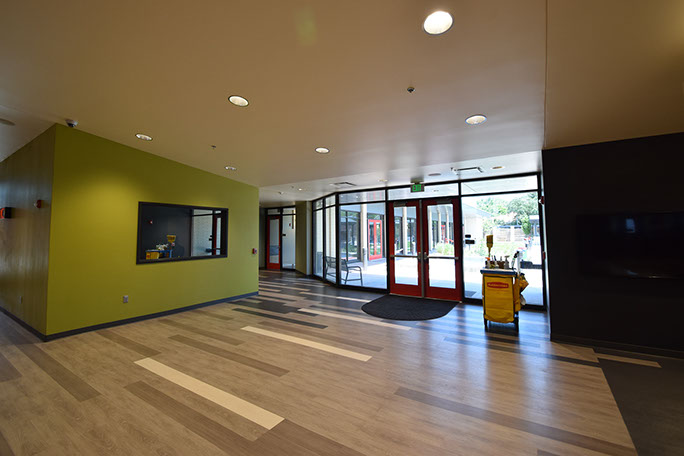 C. Mark Openshaw Education Center and Office Building exit to courtyard