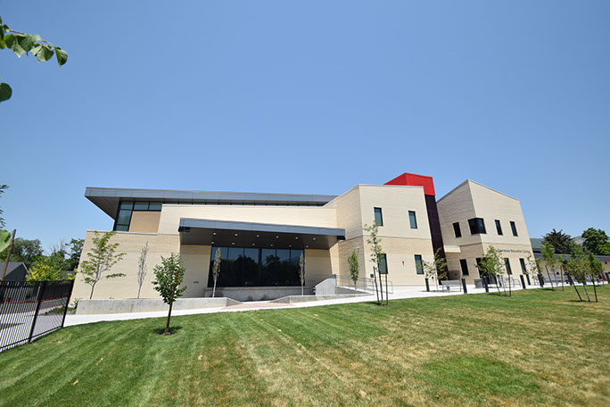 C. Mark Openshaw Education Center and Office Building stage and south lawn