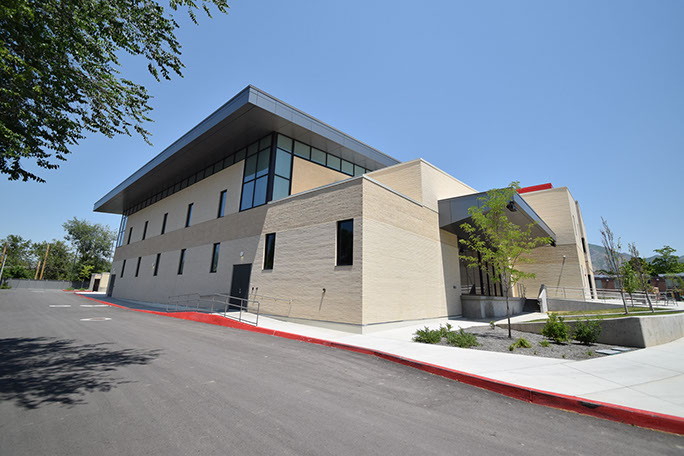 C. Mark Openshaw Education Center and Office Building gym exterior and parking lot