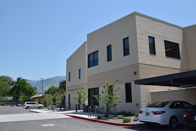 C. Mark Openshaw Education Center and Office Building north entrance plaza
