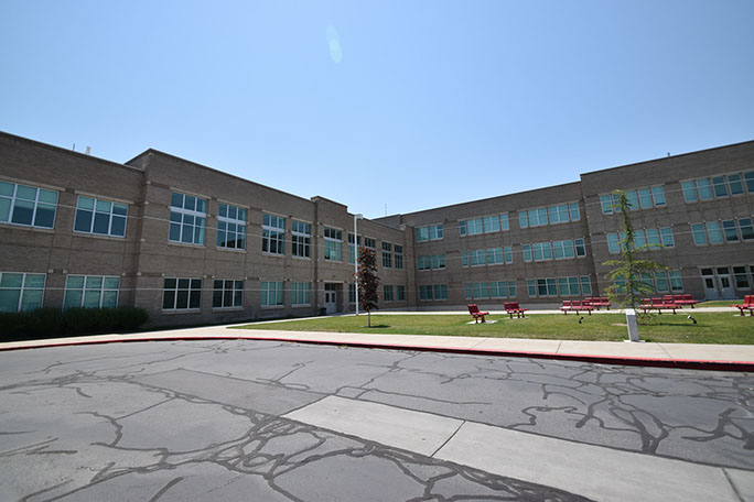 East High School parking lot and plaza