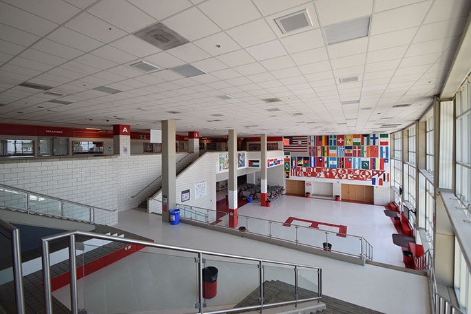 East High School commons area stairs