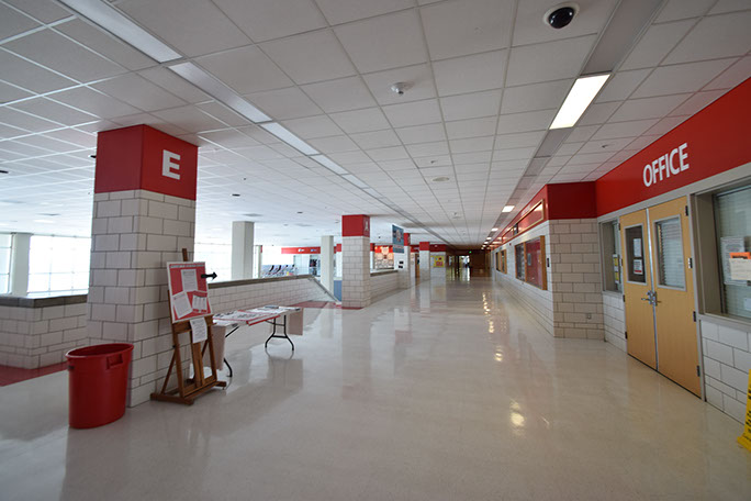 East High School Commons area and main office entrance