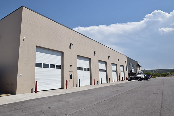 Great Dane Trailers garage doors and parking lot