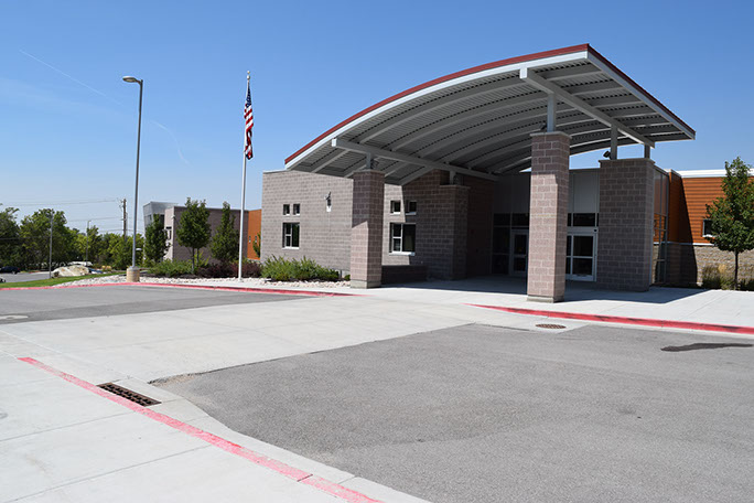Vista Education Campus front entrance canopy structure