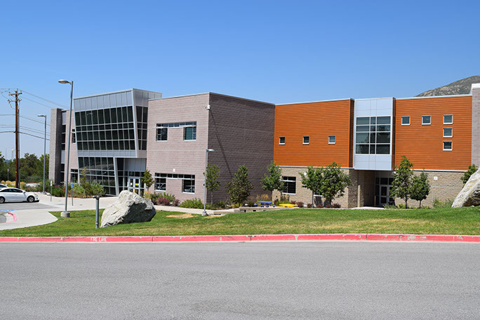 Vista Education Campus front facade and landscaping