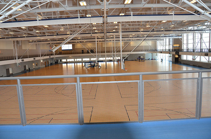 BYU-Idaho Center basketball courts from running track above