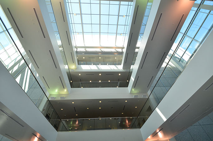 BYU N. Eldon Tanner Building Addition atrium and bridges with glass roof