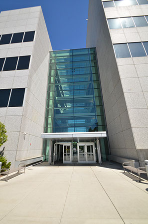 BYU N. Eldon Tanner Building Addition entrance to glass vestibule transition