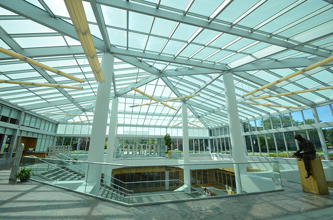 BYU Harold B. Lee Library Addition and Remodel glass roof and atrium entrance