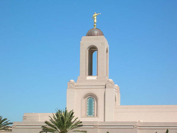 Newport Beach LDS Temple steeple and angel Moroni