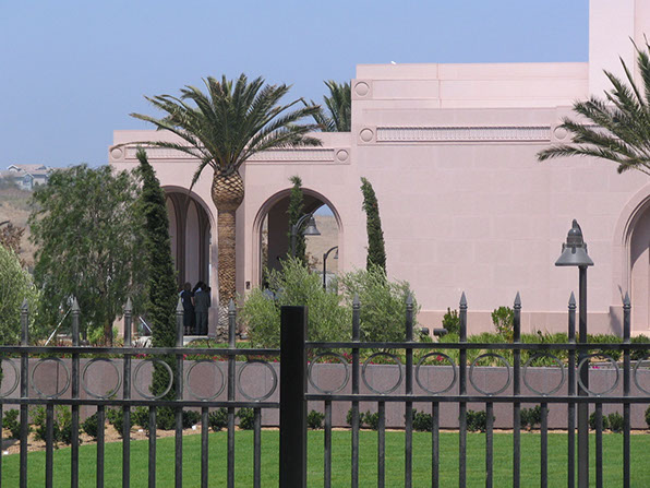 Newport Beach LDS Temple grounds and fence