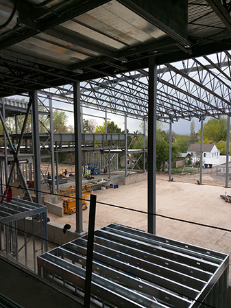C. Mark Openshaw Education Center and Office Building gym construction with steel trusses