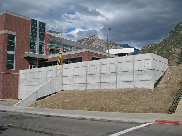 BYU Broadcast Building retaining wall