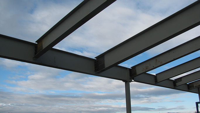 Utah State Univerisity Kaysville Campus steel roof beams and column
