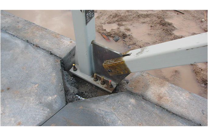 Utah State Univerisity Kaysville Campus steel brace frame base plate with column and anchor bolts