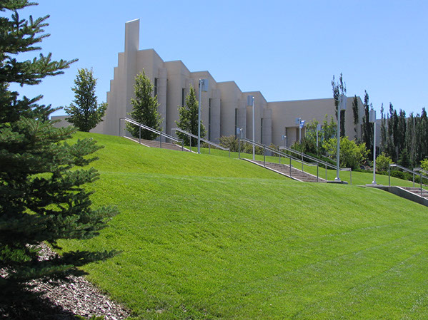 BYU-Idaho John Taylor Building front view from grass hill