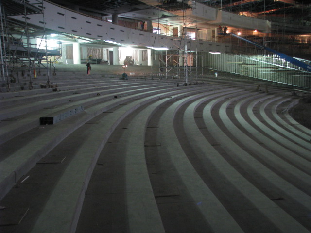 BYU-Idaho Center auditorium lower seating area under construction