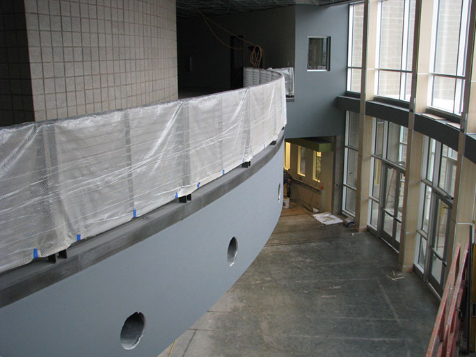 Davis Center for the Performing Arts atrium area under construction