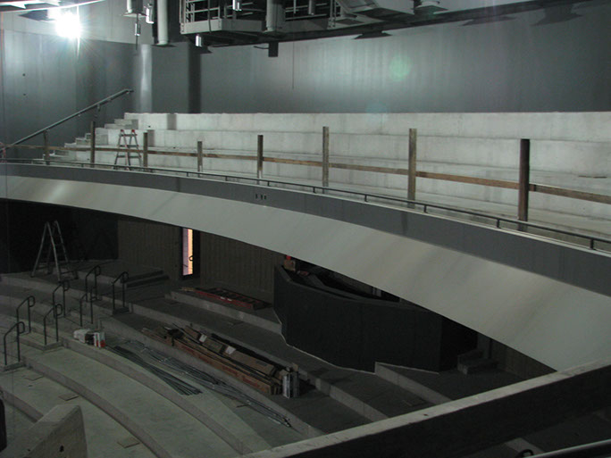Davis Center for the Performing Arts upper balcony and lower seating area under construction