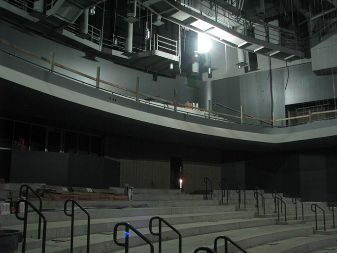Davis Center for the Performing Arts upper balcony and catwalks under construction