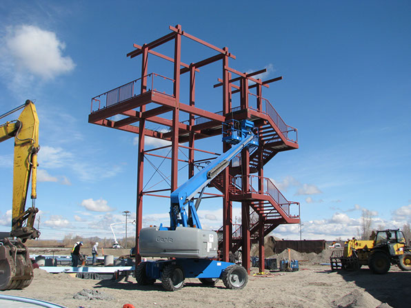 Rexbur Rapids Aquatics slide tower under construction