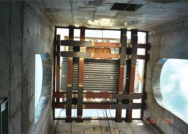 Newport Beach LDS Temple steeple interior under construction